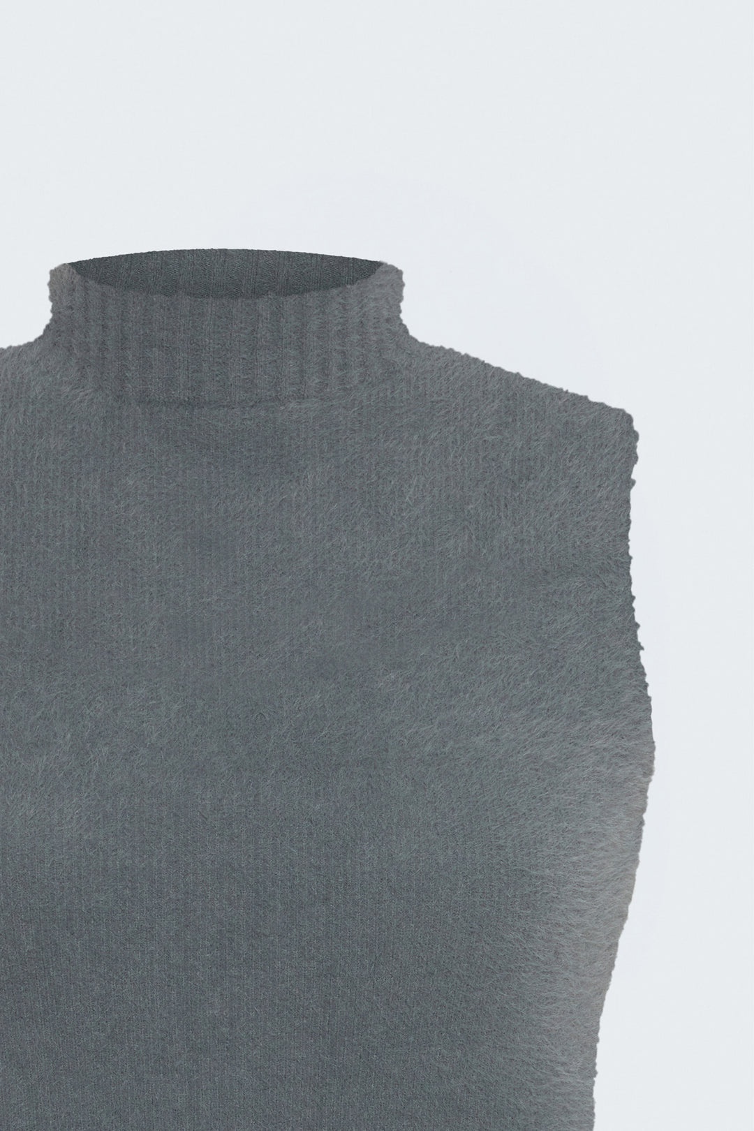 Sateen Blouse en tricot à col zéro avec poils - Anthracite