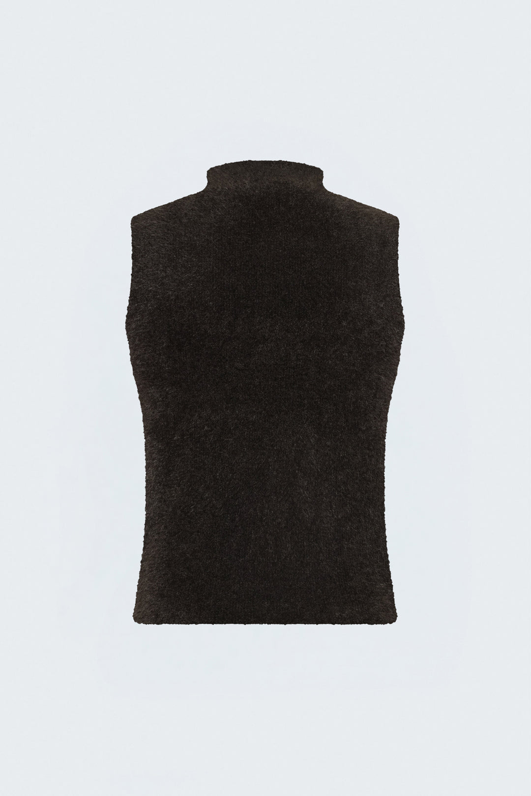 Sateen Blouse en tricot à col zéro avec poils - Marron