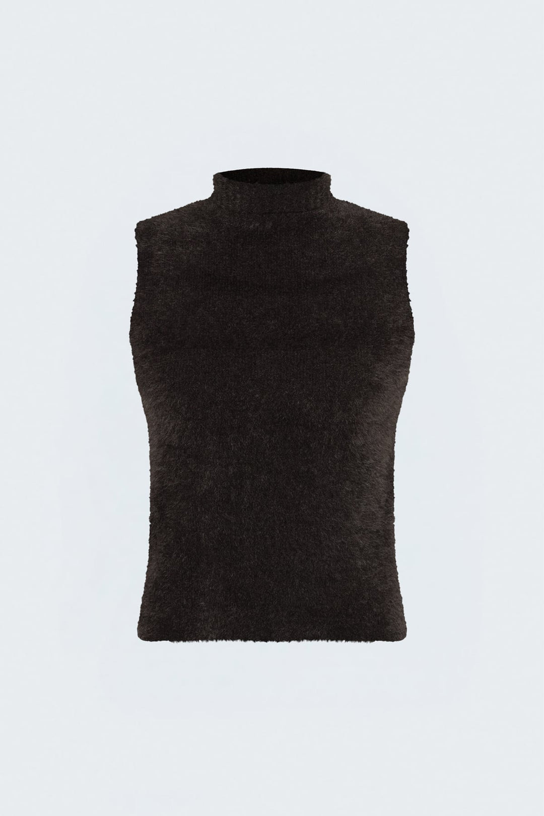 Sateen Blouse en tricot à col zéro avec poils - Marron