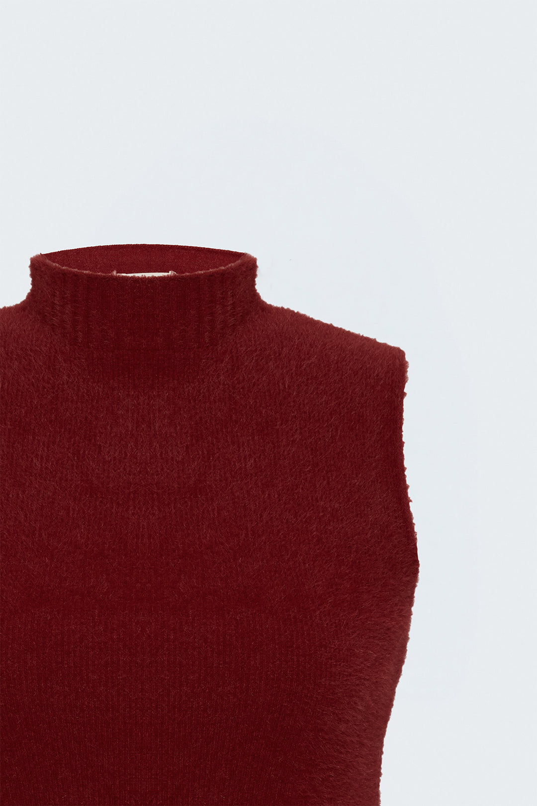 Sateen Blouse en tricot sans manches avec barbe - Rouge