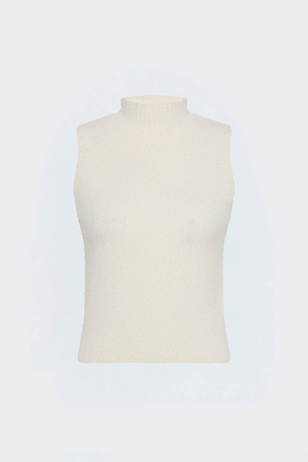 Sateen Blouse en tricot sans manches avec barbe - Crème
