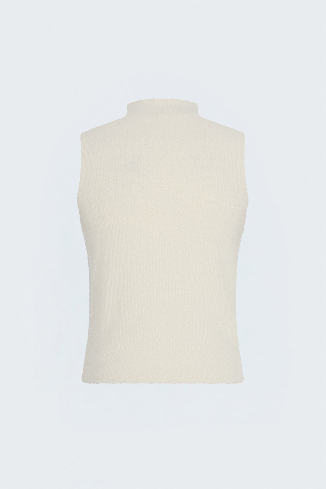 Sateen Blouse en tricot sans manches avec barbe - Crème