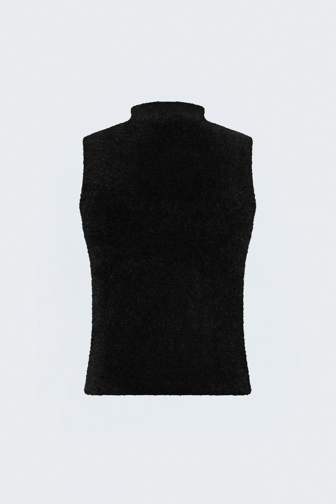 Sateen Blouse en tricot à col zéro avec poils - Noir