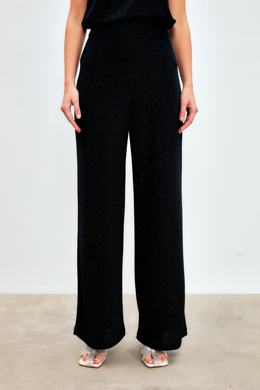 Sateen Pantalon large scintillant - Noir