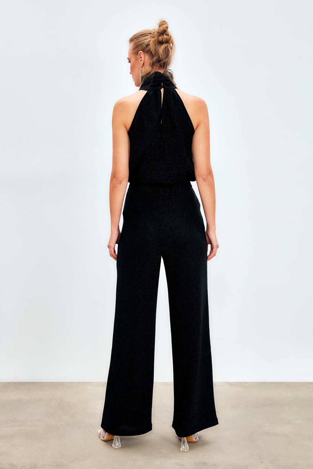 Sateen Pantalon large scintillant - Noir