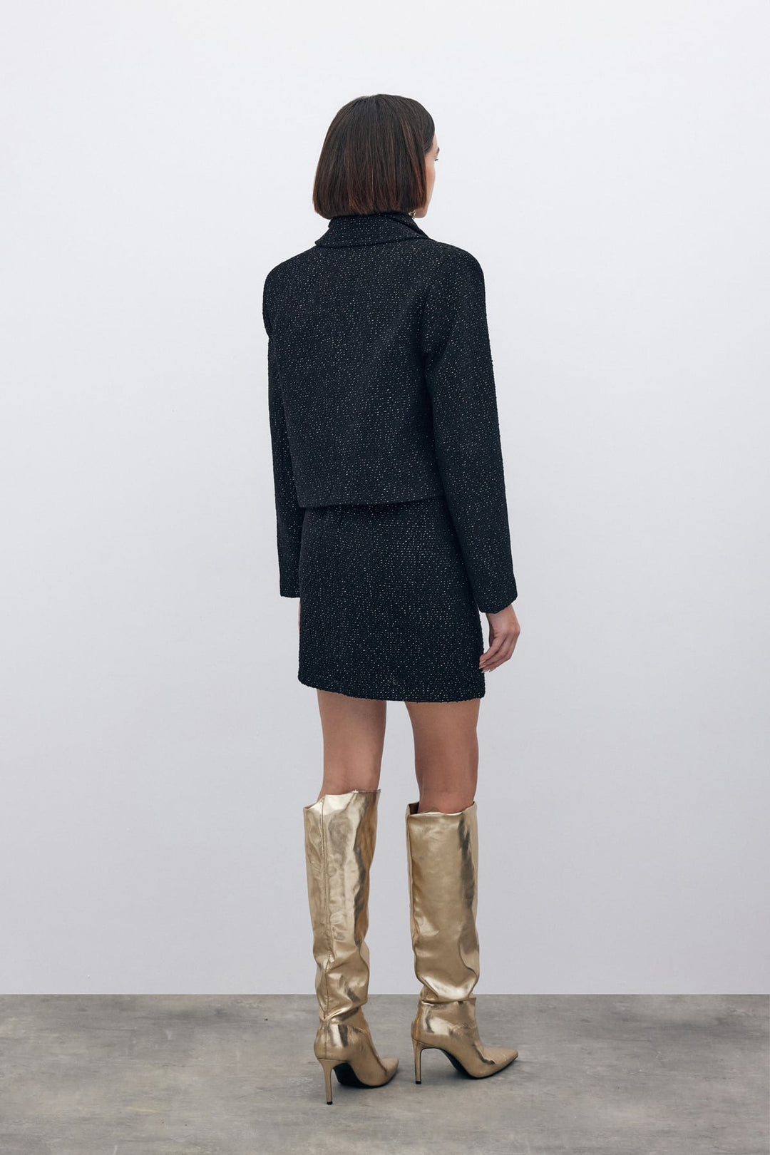 Sateen Veste courte en tweed pailleté - Noir