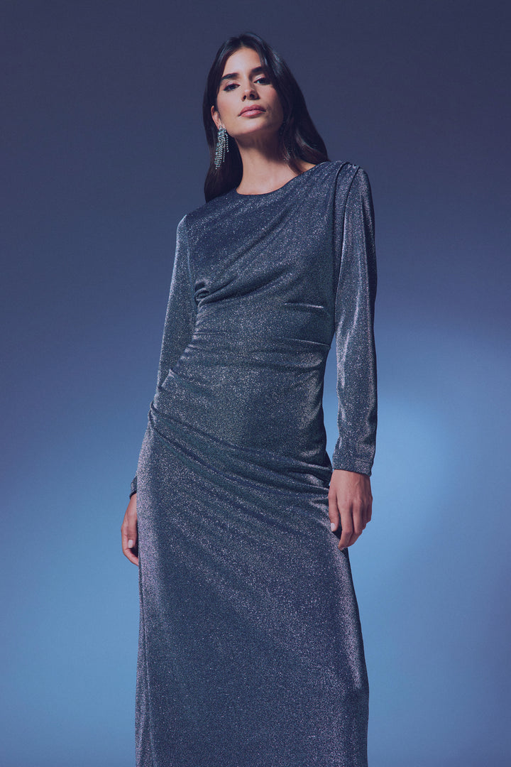 Sateen Robe midi pailletée - Anthracite