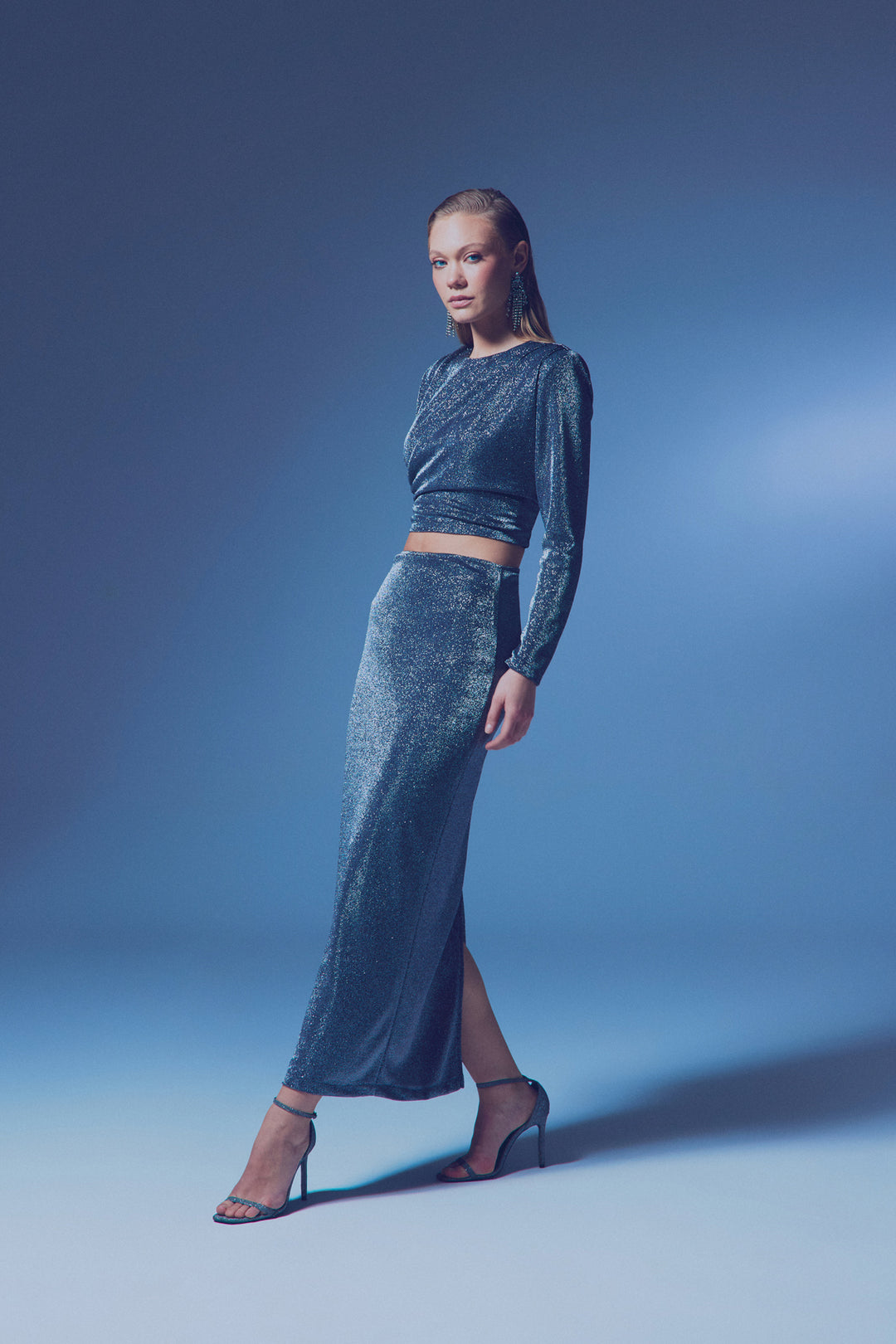 Sateen Jupe Midi Pailletée - Anthracite