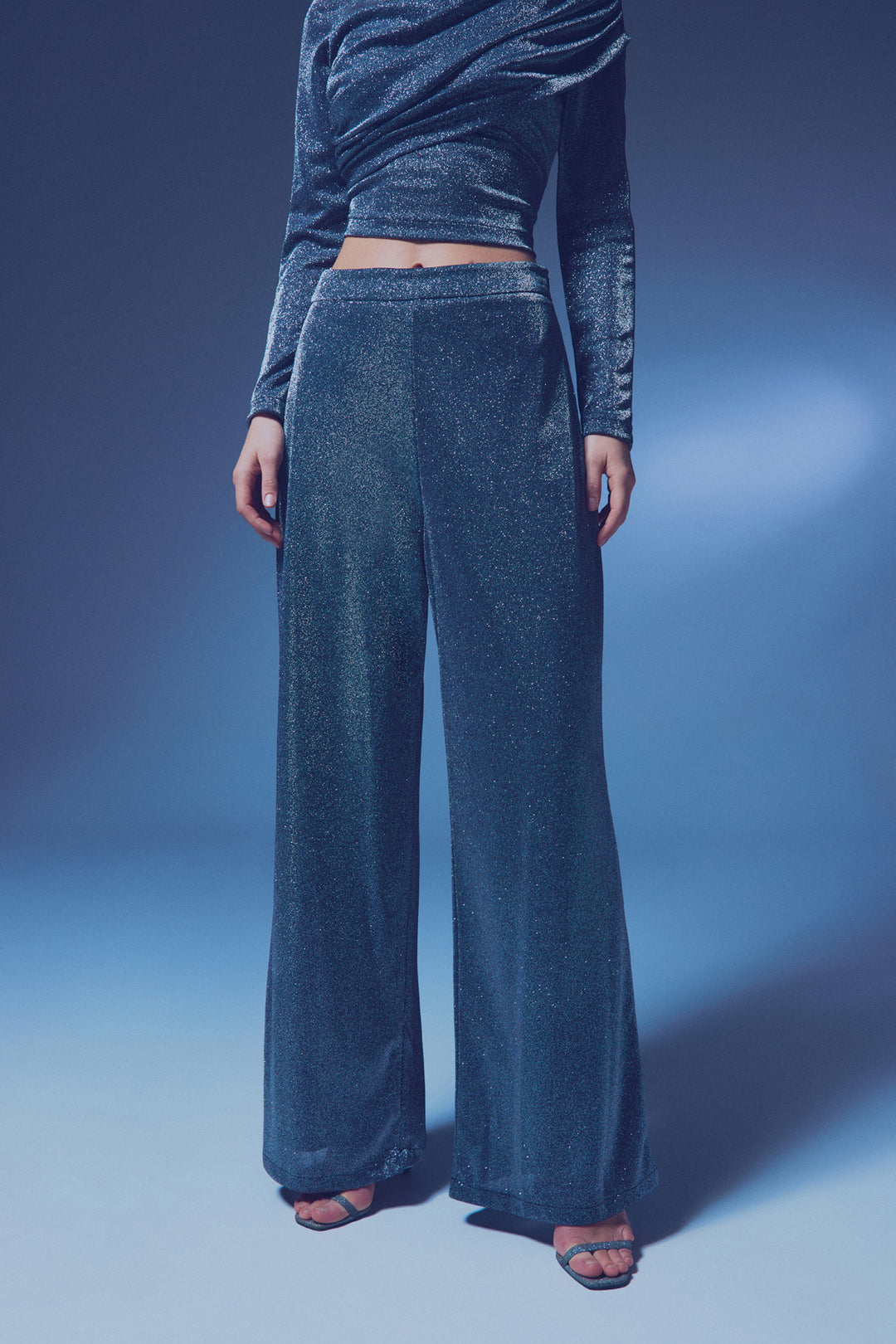Sateen Pantalon Ample Pailleté - Anthracite
