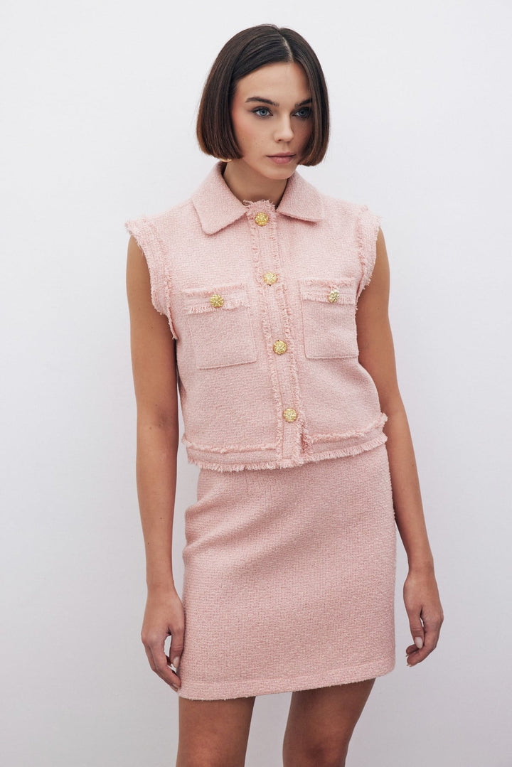 Sateen Gilet en tweed pailleté - Poudre