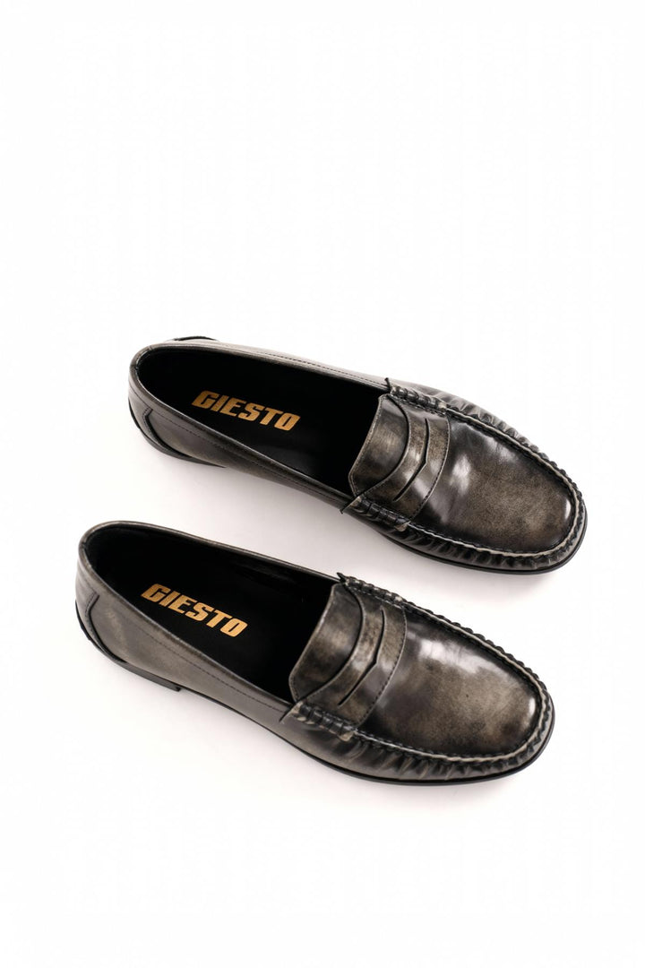 Giesto Chaussures loafers noires avec effet gris - Gris