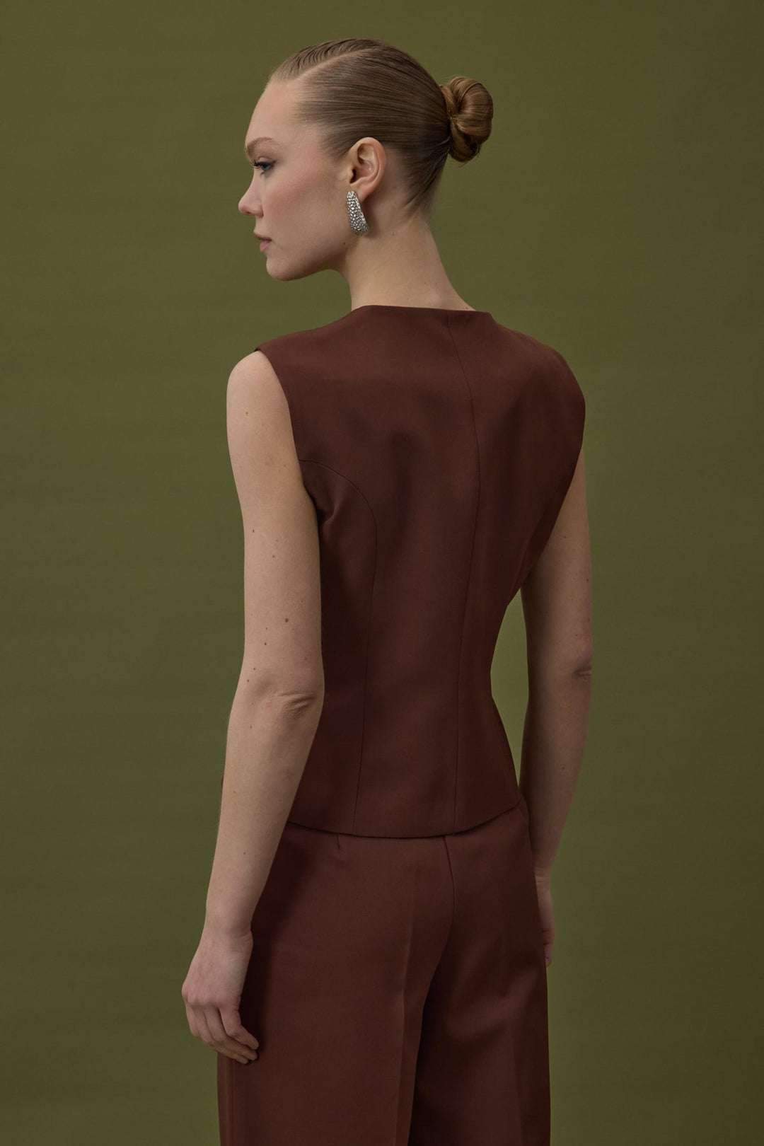 Sateen Gilet Sofia - Marron