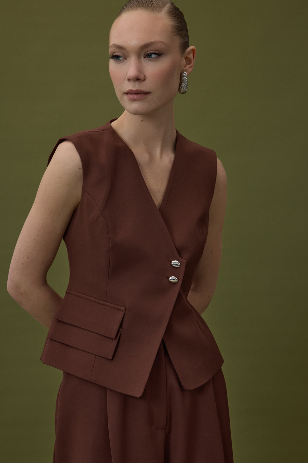 Sateen Gilet Sofia - Marron