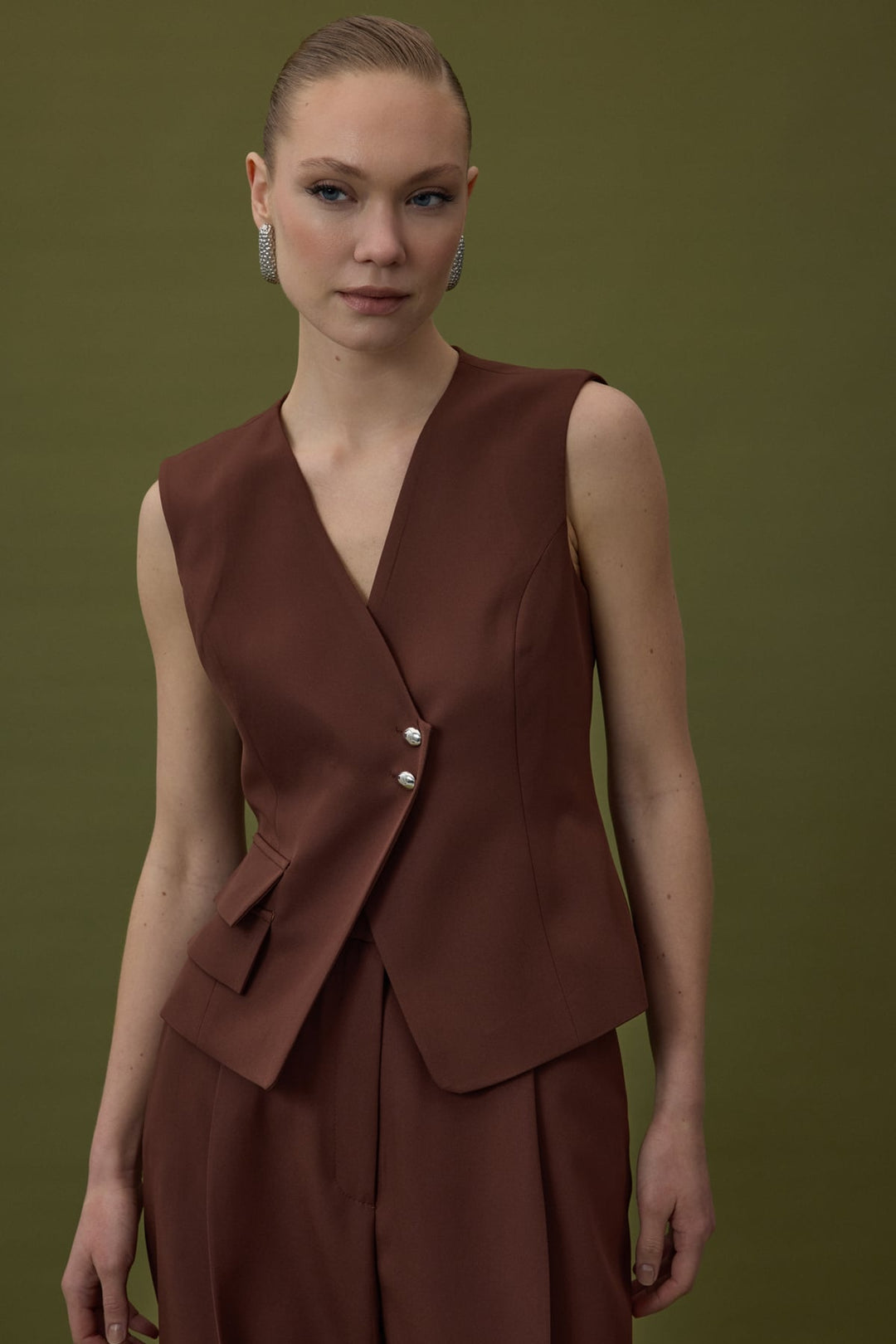 Sateen Gilet Sofia - Marron