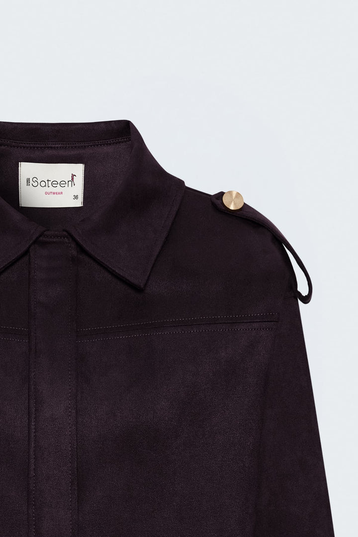Sateen Veste bomber en suède - Bordeaux