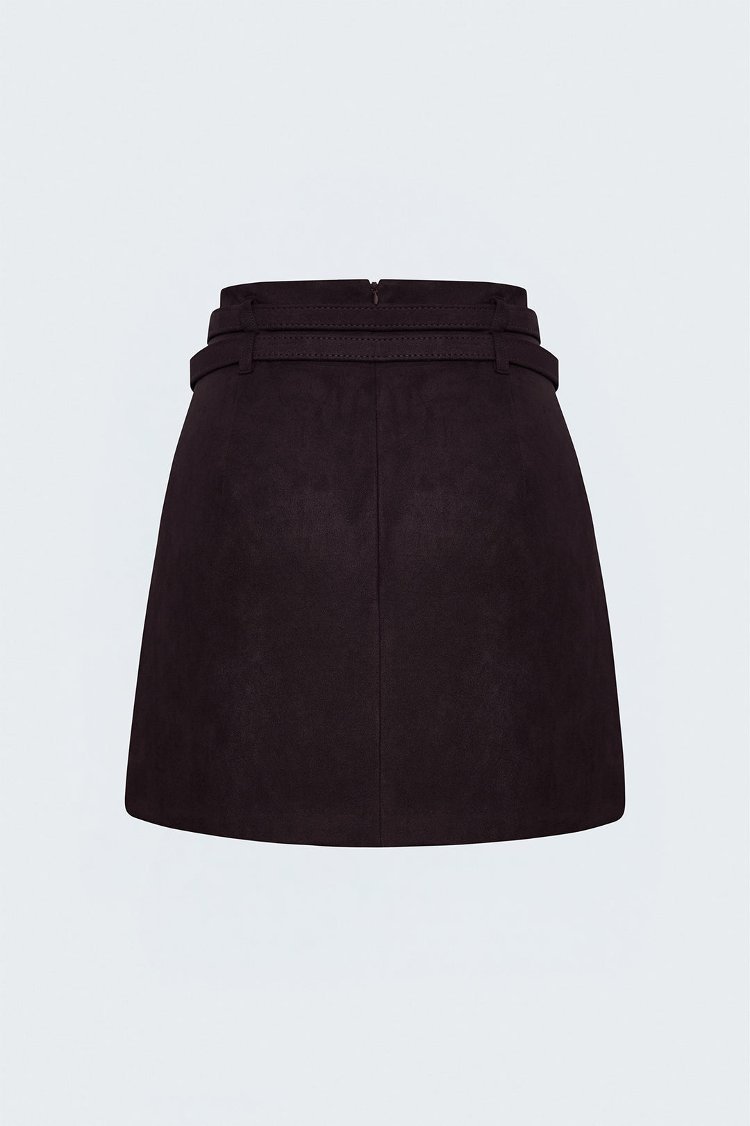 Sateen Jupe Mini en Suède à Double Ceinture - Bordeaux