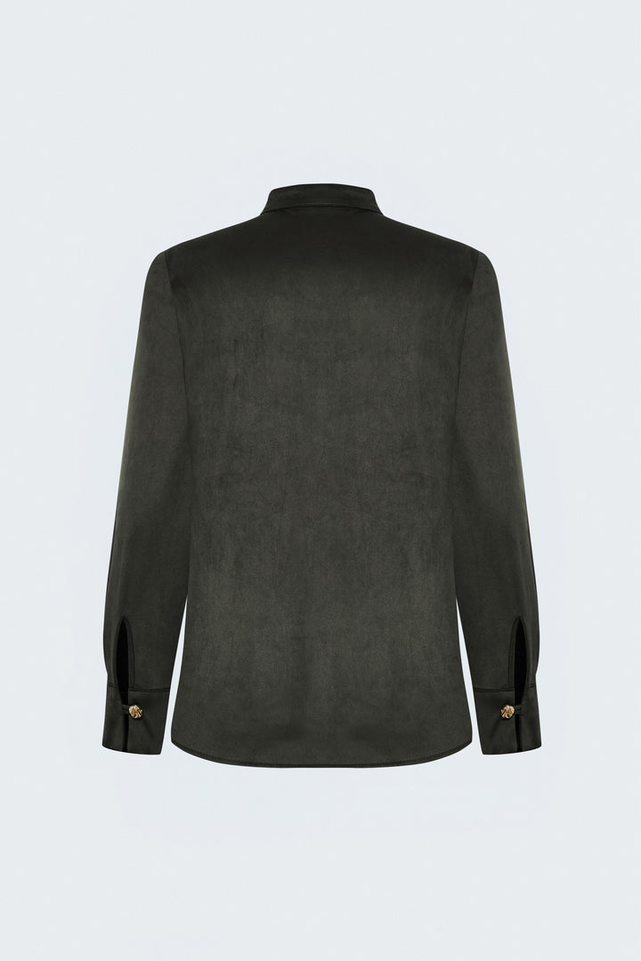 Sateen Chemise en Suède - Kaki