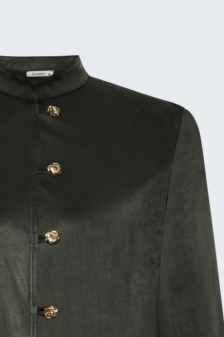 Sateen Chemise en Suède - Kaki