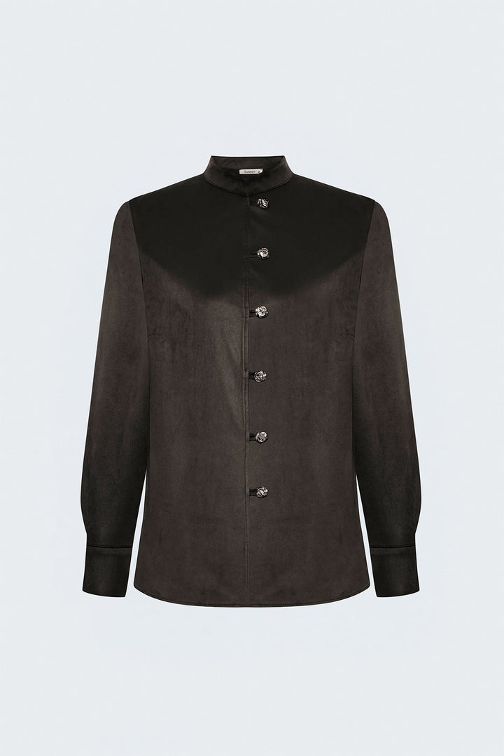 Sateen Chemise en Suède - Marron