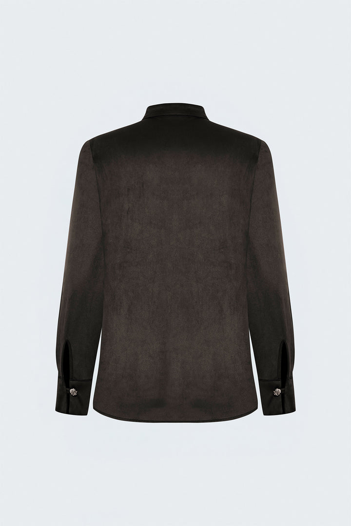 Sateen Chemise en Suède - Marron