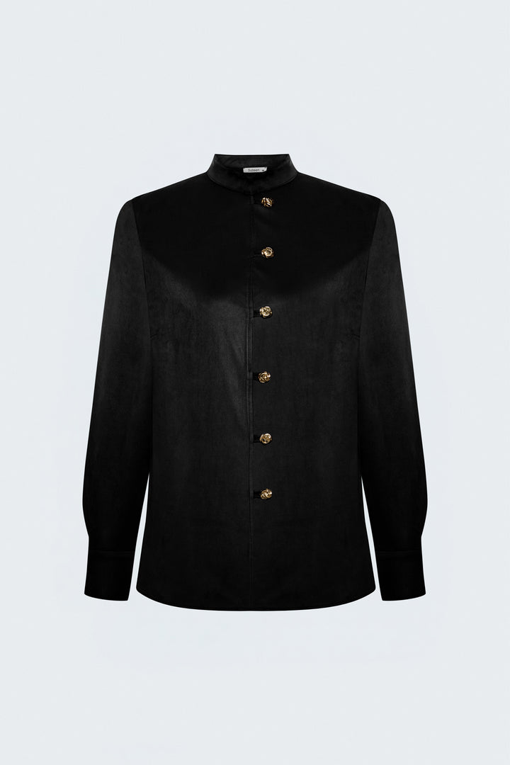 Sateen Chemise en Suède - Noir