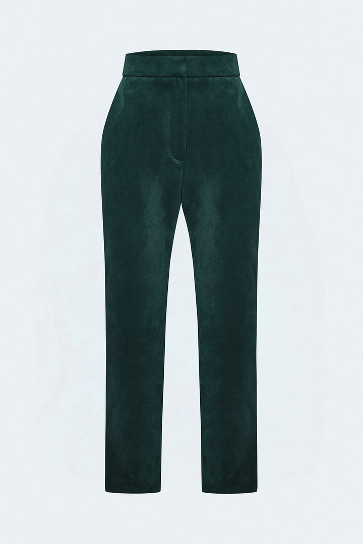 Sateen Pantalon en Suède - Émeraude