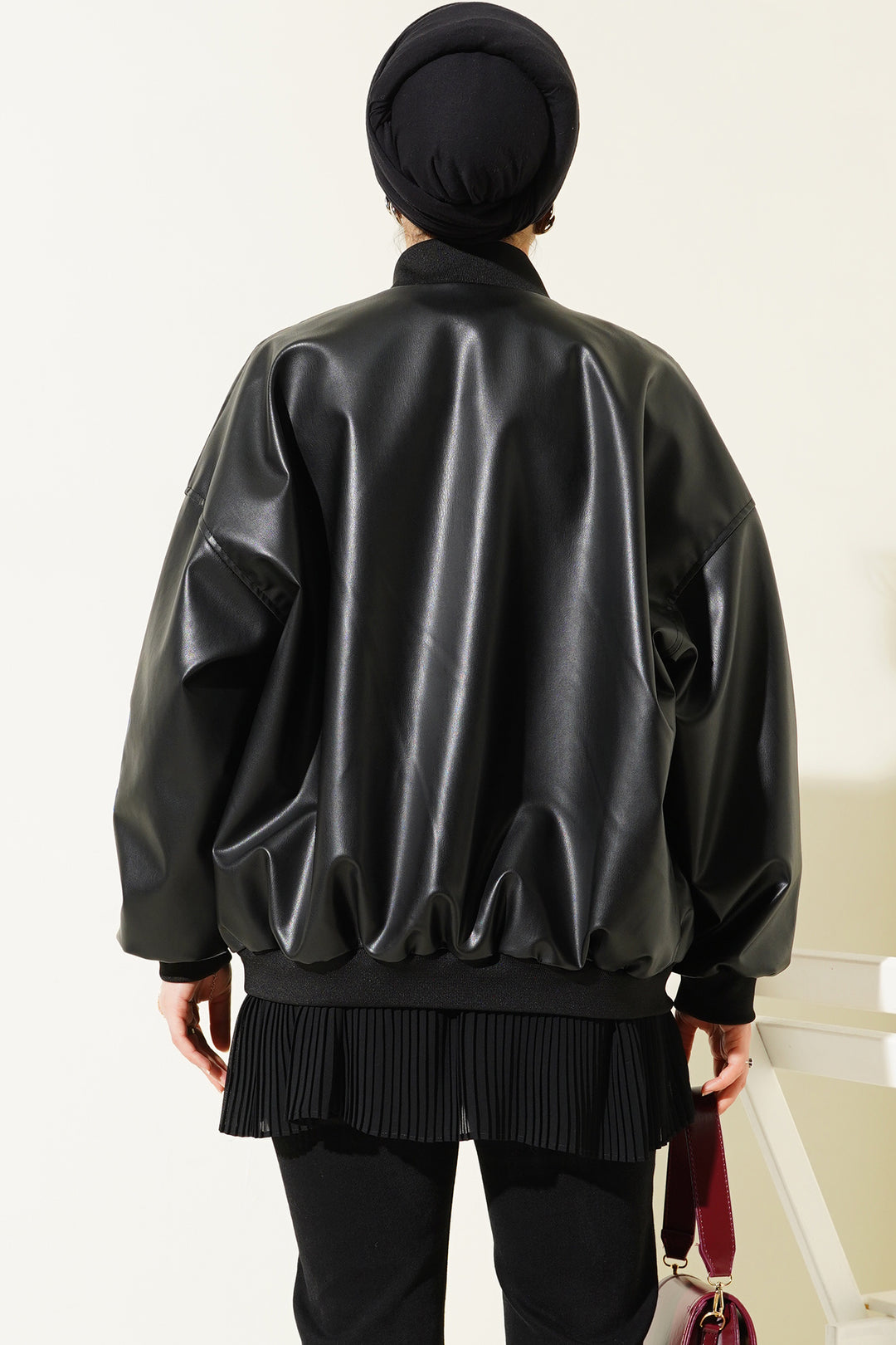 Bigdart T0698 Veste Bomber en Cuir Synthétique Imprimée - Noir