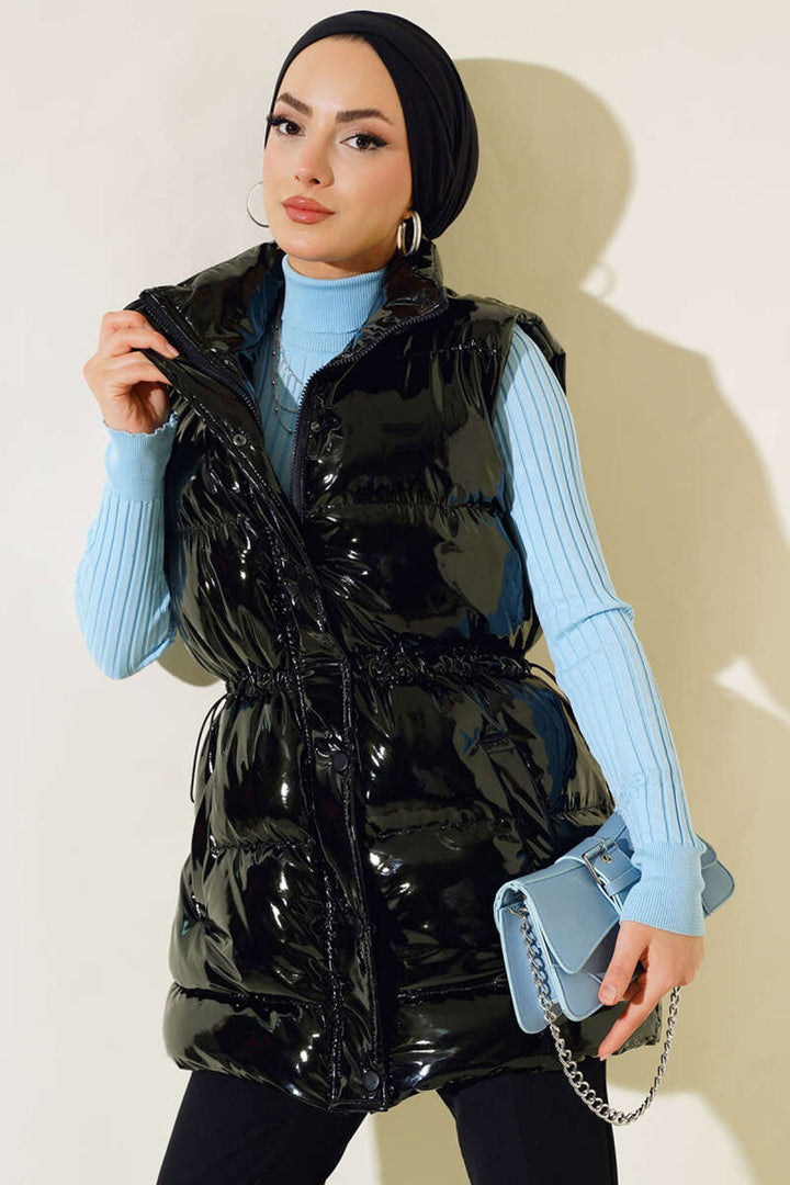 Bigdart T10233 Gilet Long à Capuche Modeste - Noir