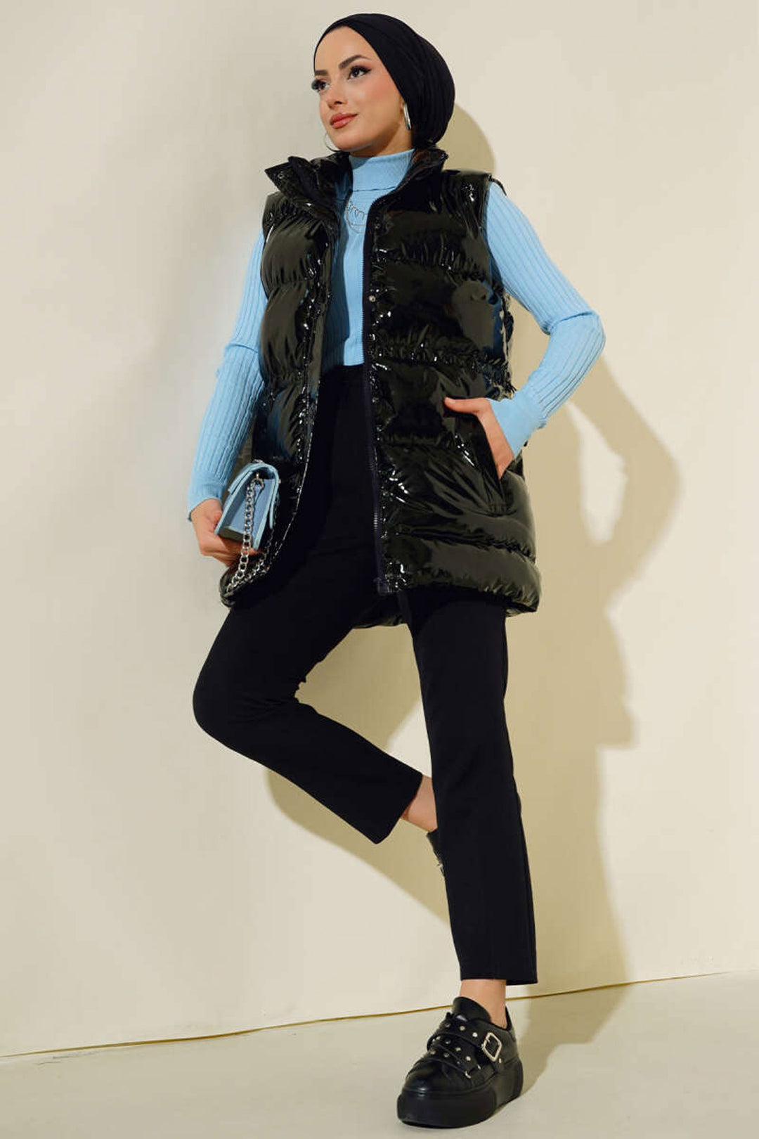 Bigdart T10233 Gilet Long à Capuche Modeste - Noir