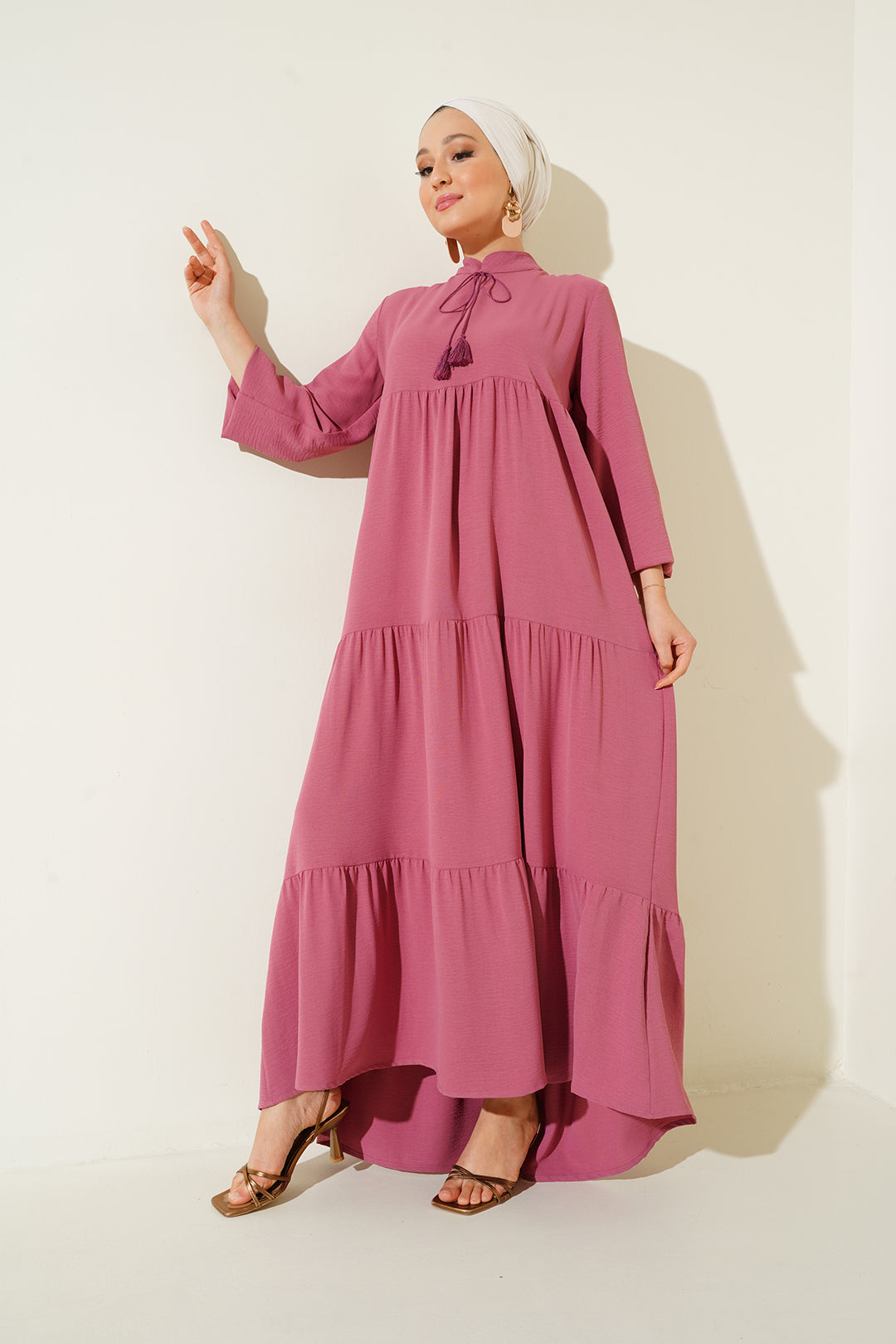 Bigdart Robe à col lacé T1627 - a. Rose