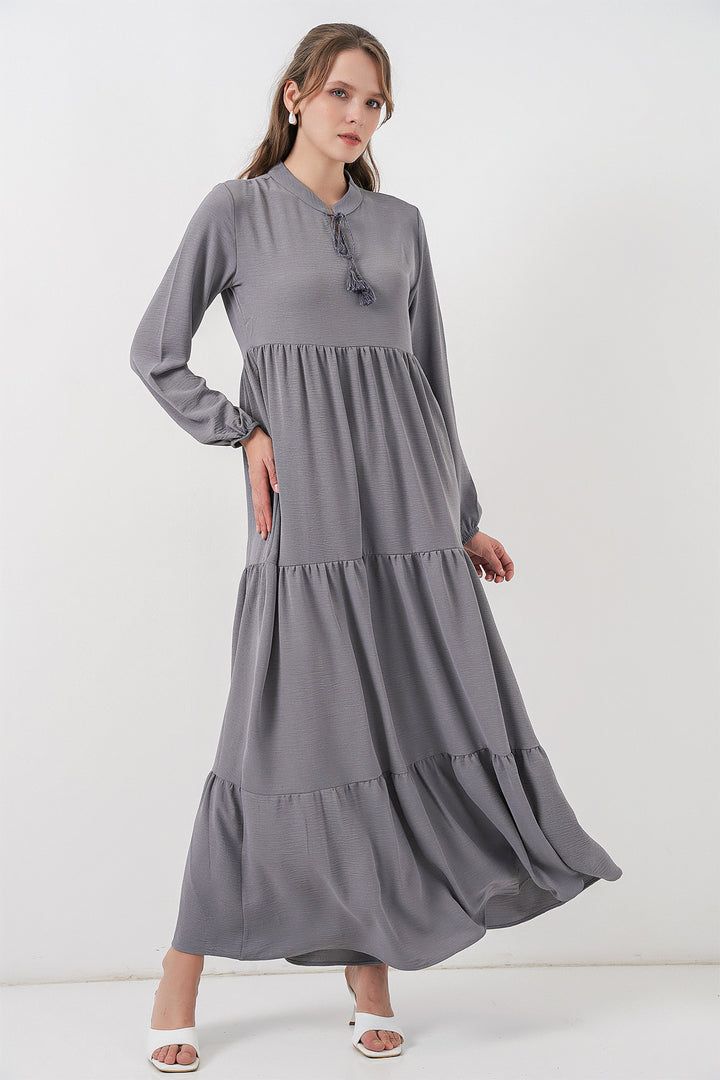 Bigdart Robe à col lacé T1627 - Gris
