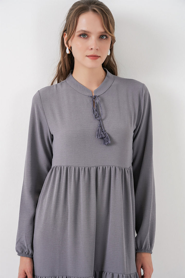 Bigdart Robe à col lacé T1627 - Gris