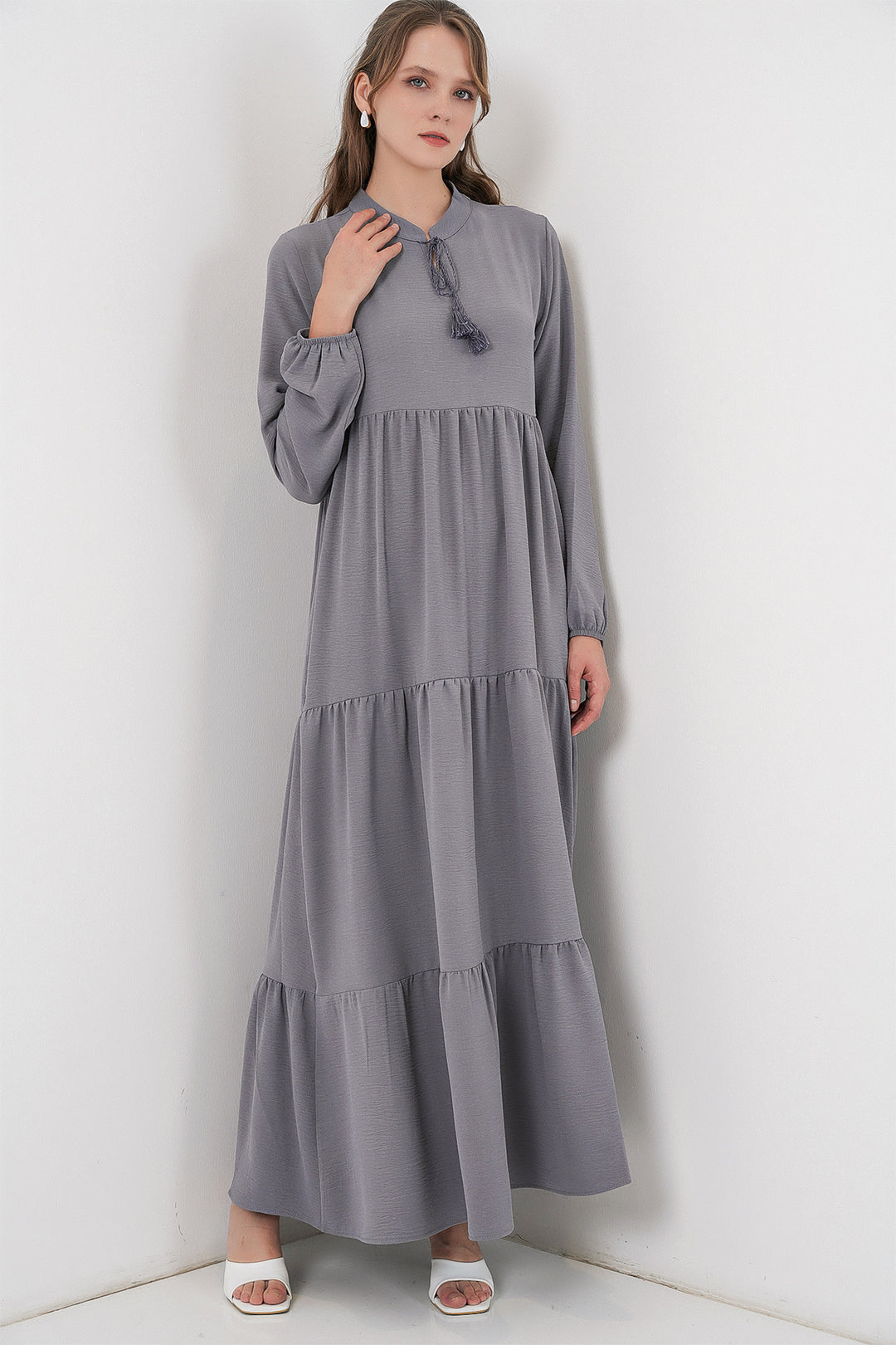 Bigdart Robe à col lacé T1627 - Gris