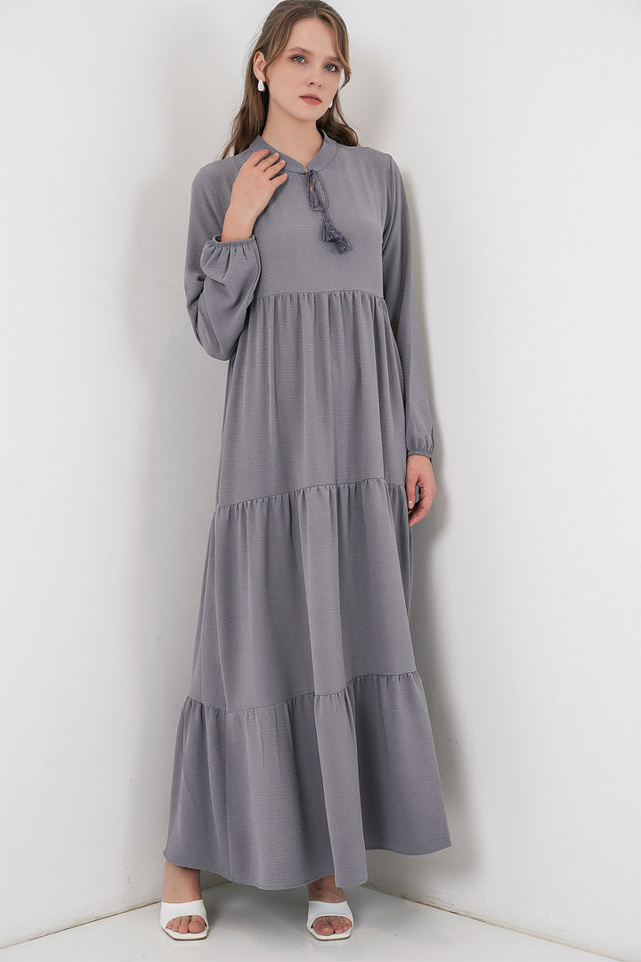 Bigdart Robe à col lacé T1627 - Gris