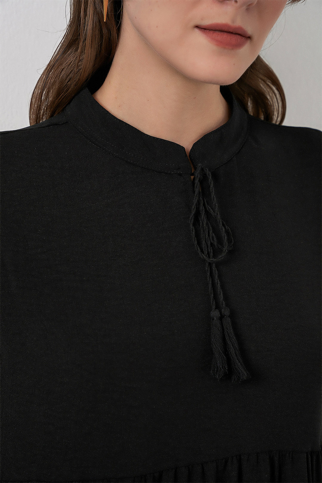 Bigdart Robe à col T1627 avec lacets - Noir