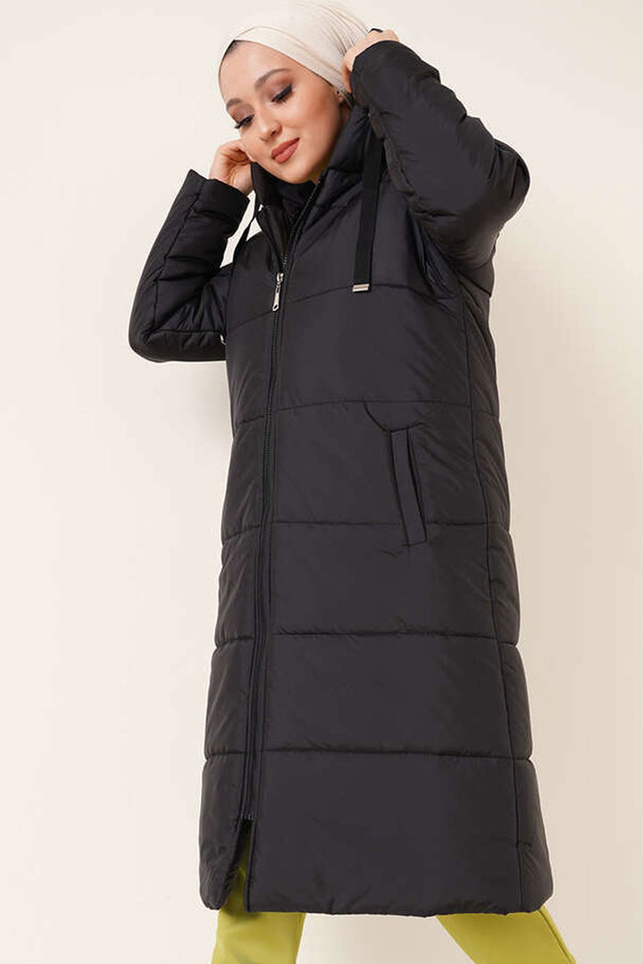 Bigdart T5120 Veste d'hiver longue à capuche - Noir