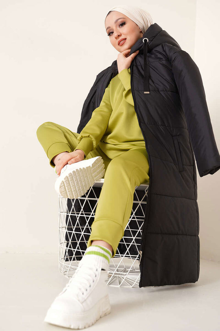 Bigdart T5120 Veste d'hiver longue à capuche - Noir