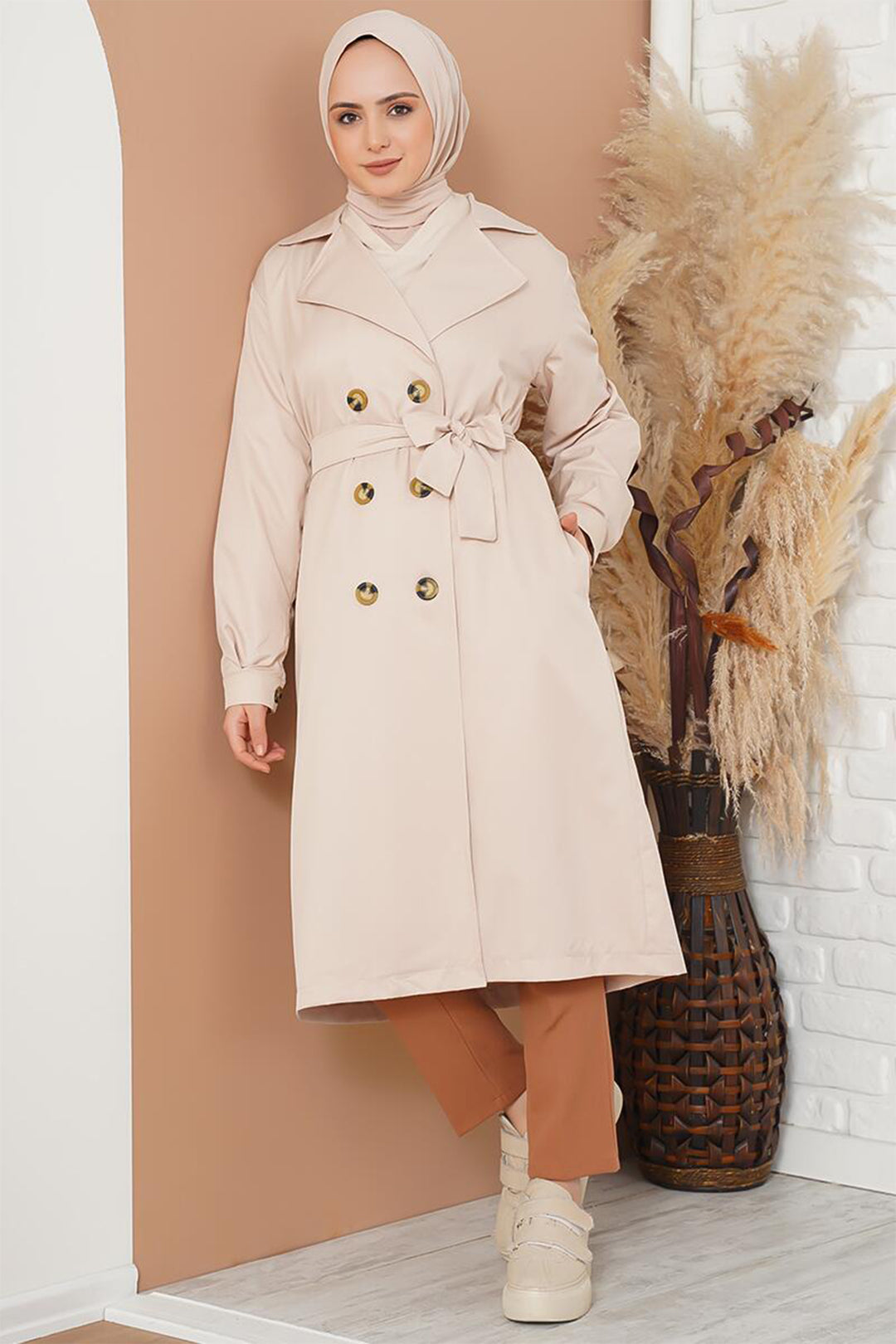 Bigdart T5853 Manteau croisé de hijab - Beige