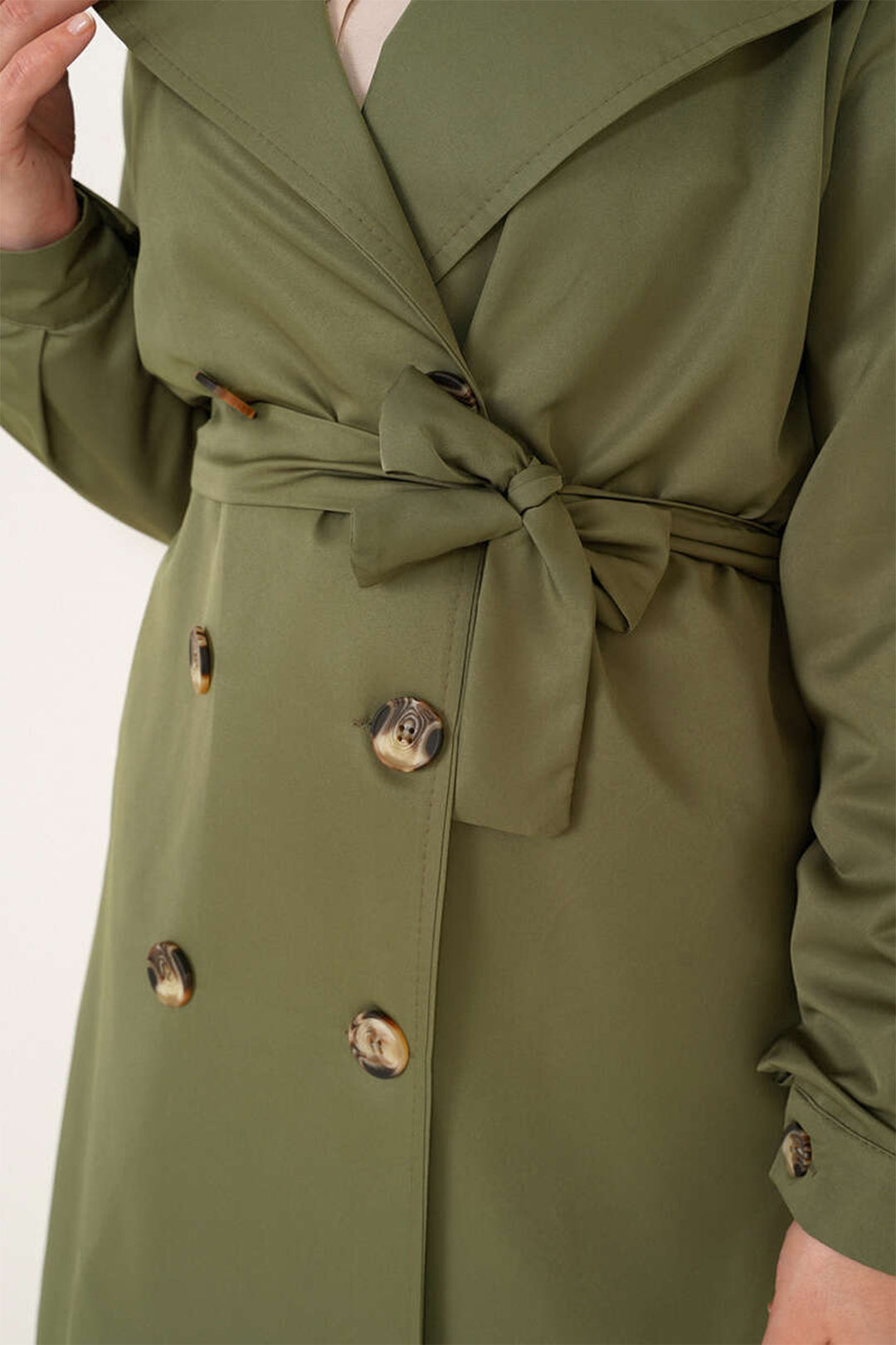 Bigdart T5853 Manteau croisé de hijab - Kaki