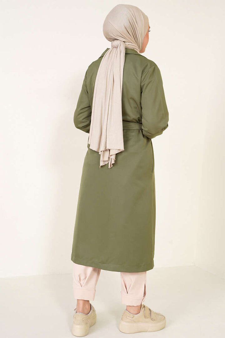 Bigdart T5853 Manteau croisé de hijab - Kaki