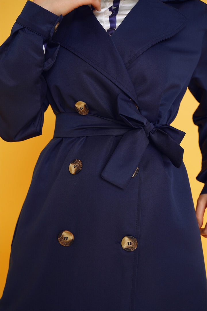 Bigdart T5853 Veste trench croisée modeste - Bleu marine