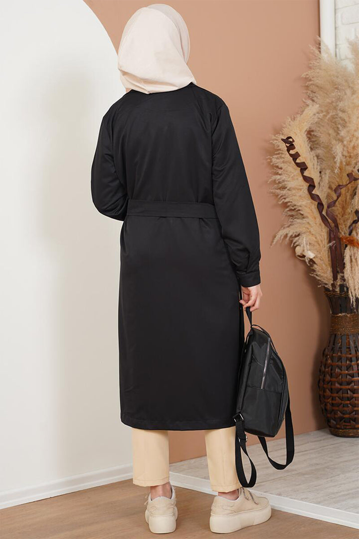 Bigdart T5853 Manteau croisé de hijab - Noir