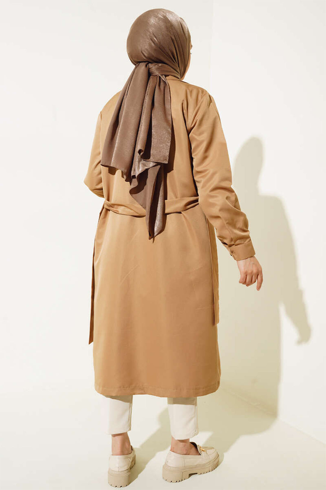 Bigdart T5853 Trench-Court Modeste à Col Croisé - Tabac