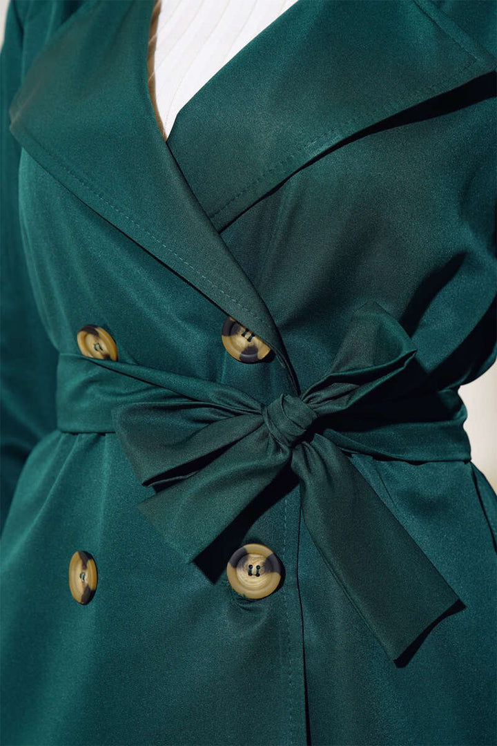 Bigdart T5853 Manteau croisé de hijab - Vert émeraude