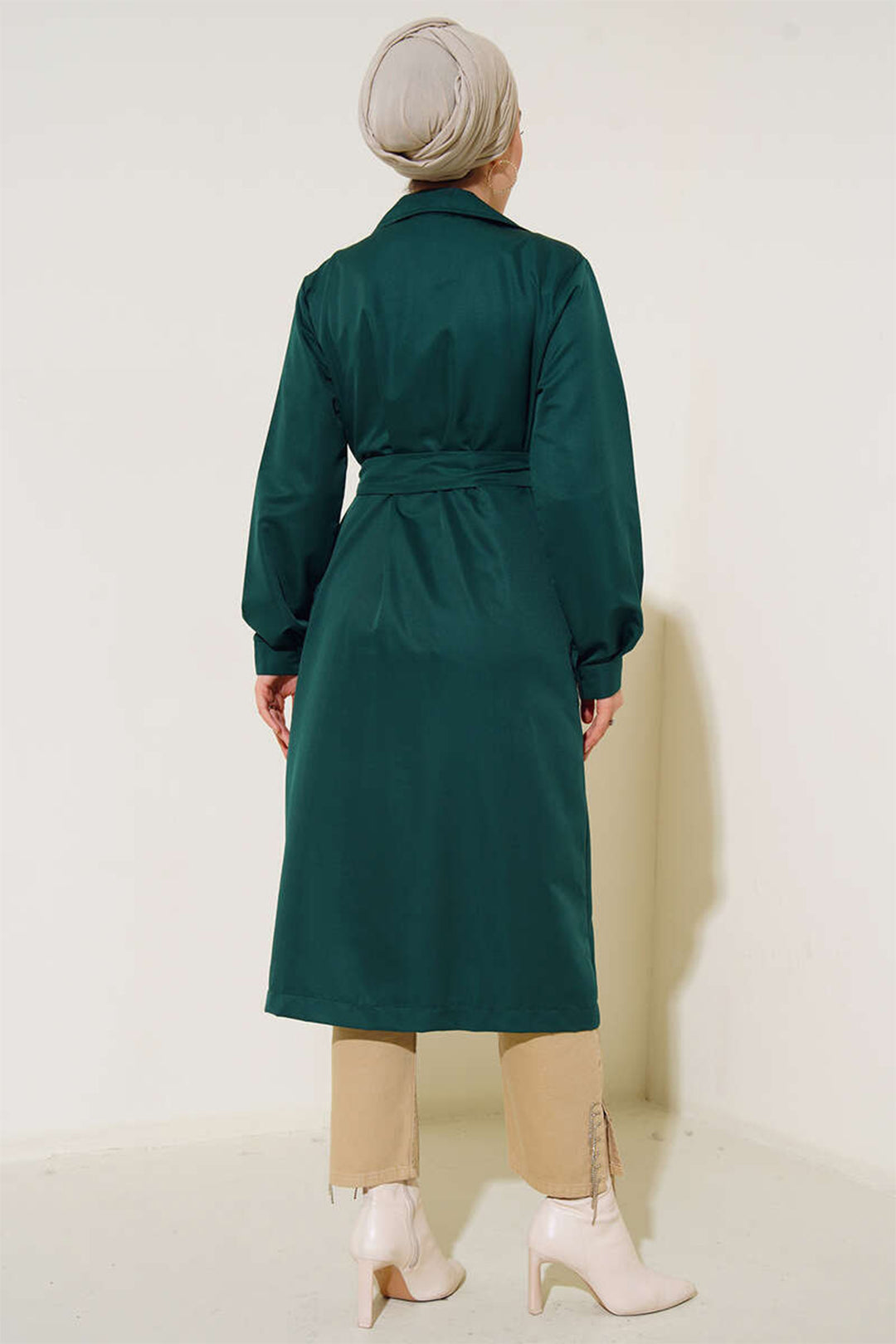 Bigdart T5853 Manteau croisé de hijab - Vert émeraude