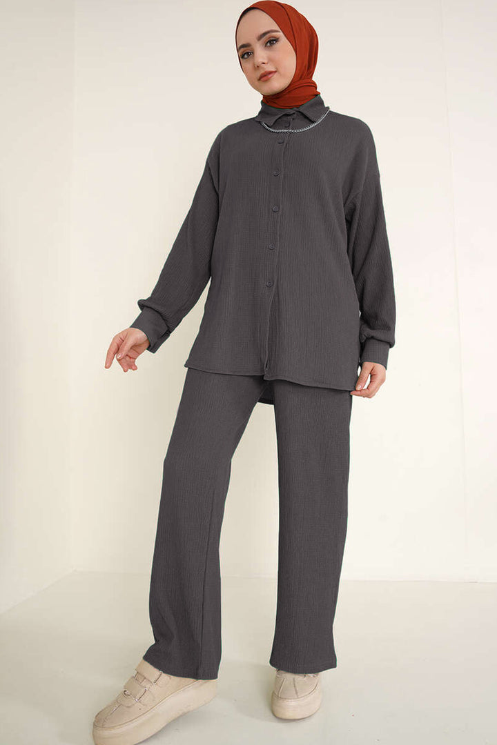 Bigdart Ensemble de hijab tricoté T5858 - Anthracite