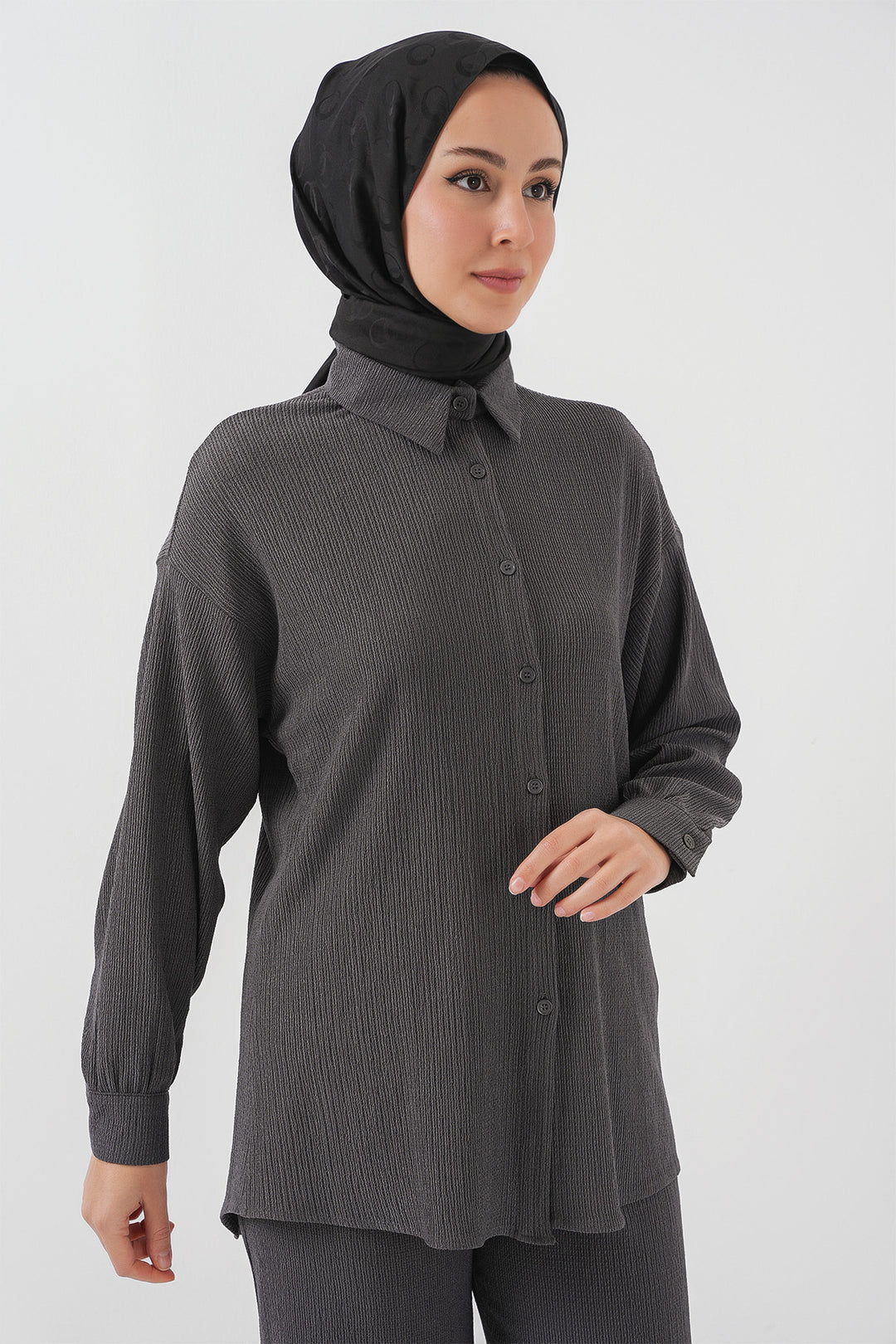 Bigdart Ensemble de hijab tricoté T5858 - Anthracite