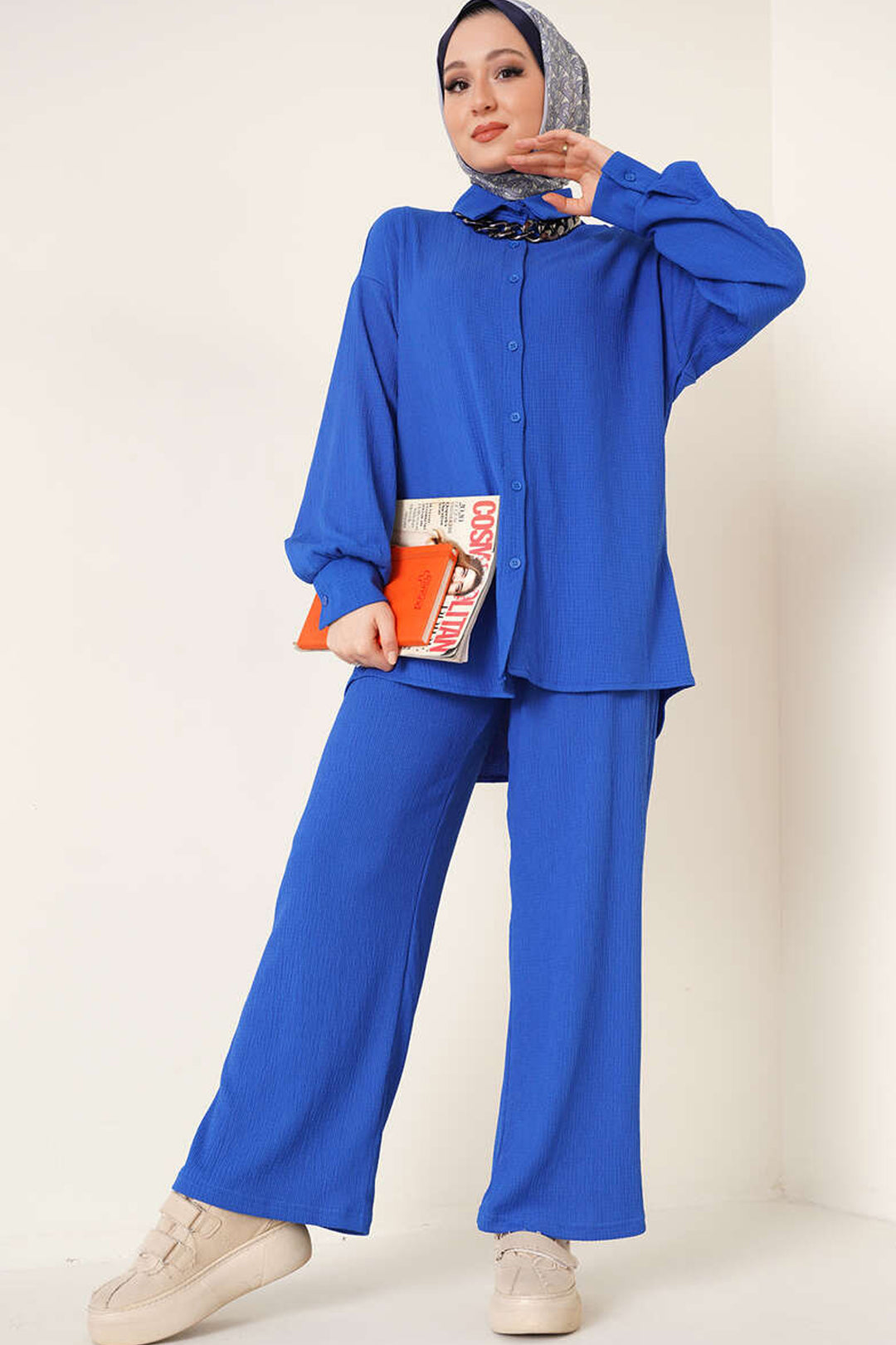 Bigdart T5858 Ensemble en tricot modeste à deux pièces - Bleu roi