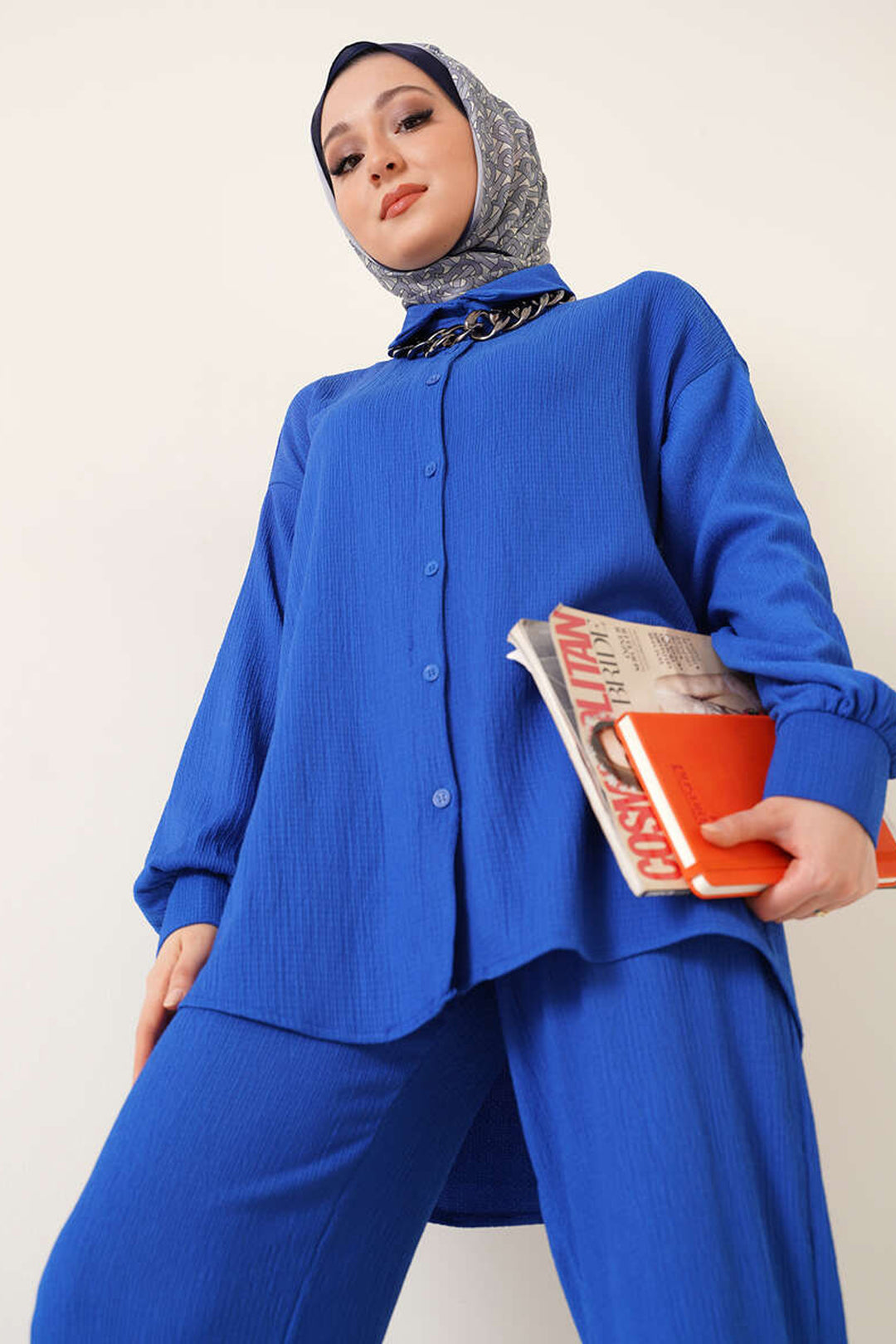 Bigdart T5858 Ensemble en tricot modeste à deux pièces - Bleu roi