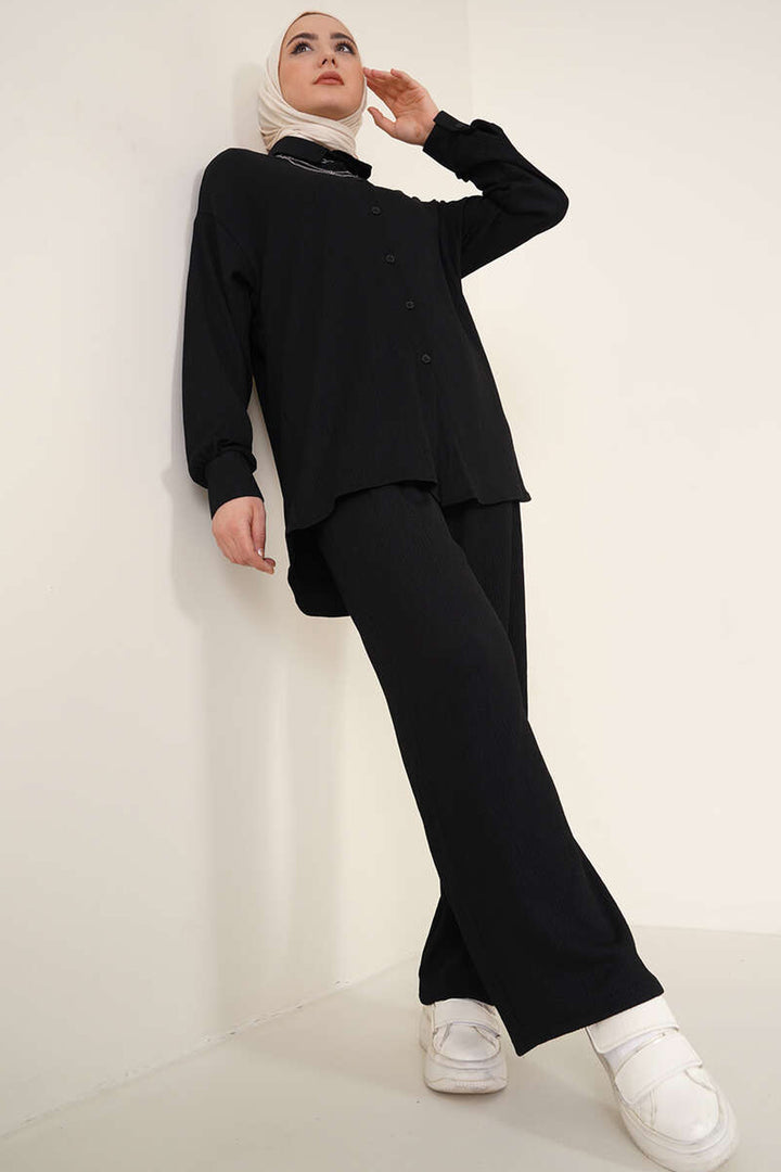 Bigdart Ensemble de hijab tricoté T5858 - Noir